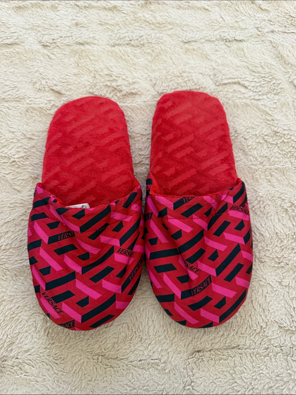 Versace Red Patterned Women's Slide Slippers